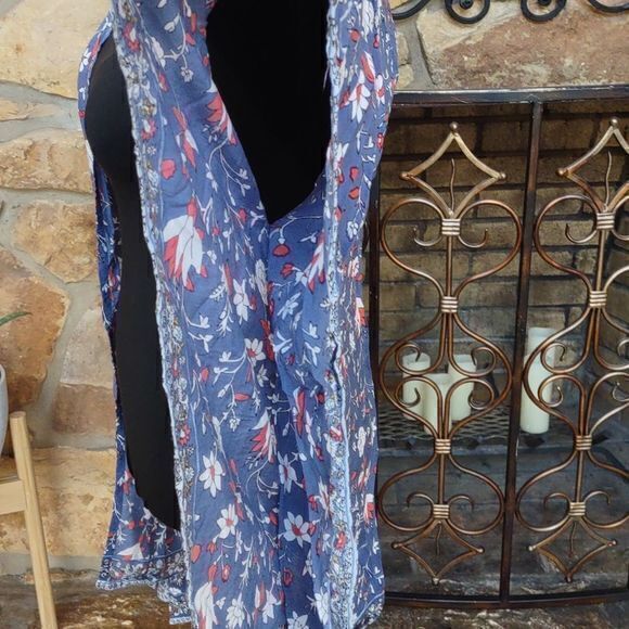 Japna One‎ Size Kimono Bohemian Blue Floral Coverup - Picture 6 of 8